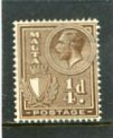 MALTA - 1926  1/4d  KGV  MINT - Malte