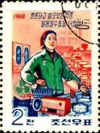 Corée Nord Poste Obl Yv: 820 Mi:868 Ouvrière & Radio (Beau Cachet Rond) - Korea (Nord-)