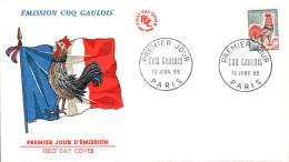 LETTRE FDC 1965 COQ GAULOIS - 1960-1969