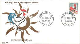 LETTRE FDC 1965 COQ GAULOIS - 1960-1969