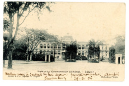 VIET NAM COCHINCHINE SAIGON PALAIS DU GOUVERNEUR GENERAL 1906 CACHET QUINHONE ANNAM PAQUEBOT - Vietnam