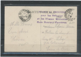 CACHET MILITAIRE -76 GOURNAY EN BRAY -FERRIÈRES -C P- FRAPPE SUP-QUADRILINÉAIRE ,VIOLET 59x24 - - Guerre De 1914-18