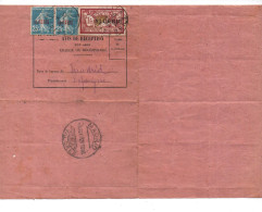 ALGERIE - 1926 - Avis De Réception D'une Lettre Recommandée -timbre 1 Fr Et Paire Du 25 Cts Surchargées -Saint Julien - Cartas & Documentos