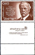 Israel Poste N** Yv: 347 Mi:402 Lord Balfour Balfour (Tabs) - Ungebraucht (mit Tabs)