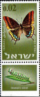 Israel Poste N** Yv: 300/303 Papillons (Tabs) - Nuevos (con Tab)