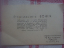 Ets BOHIN Paris Tréfilerie Acier Bouton-pressiuon épingle à Cheveux Agrafe Dé à Coudre Aiguille Phono Tricot Lame Rasoir - Visiting Cards