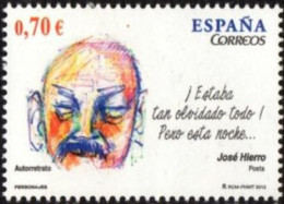 España 2012 Edifil 4716 Sello ** Personajes Jose Hierro Del Real (1922-2002) Poeta Autorretrato Michel 4690 Yvert 4395 - Neufs