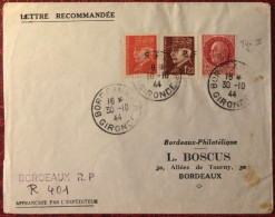 France, Libération BORDEAUX Sur Enveloppe TAD BORDEAUX / GIRONDE 30.10.1944 - (C1062) - Liberazione