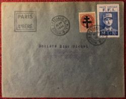 France, Libération PARIS Sur Enveloppe TAD POSTE SPECIALE F.F.I. 26.8.1944 + Vignette - (C1063) - Libération