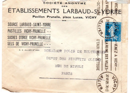 1925  "  Etablissements LARBAUD - St YORRE Pavillon Prunelle VICHY " - Storia Postale