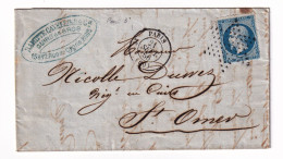 Lettre1866 Paris Etoile Muette Saint Omer Damitte Cavellier Tannerie Cuirs Corroierie Tanneur Leather Rue Du Cygne - 1862 Napoleone III