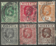 Nigeria. 1921-32 KGV. Die II. 6 Used Values To 2d. Mult Script CA W/M. SG 15b Etc. M5054 - Nigeria (...-1960)