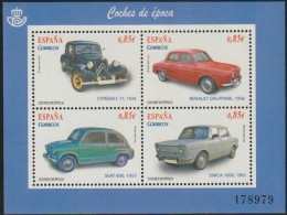 España 2012 Edifil 4725 Sello ** HB Coches De Epoca Citroen C11 1934, Renault Dauphine 1956, Seat 600 1957, Simca 1000 - Unused Stamps