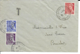 Env  Cad LA BAULE 7/11/1942 Taxée Par 2 Tp Mercure Pour PORNICHET TB - Guerra Del 1939-45