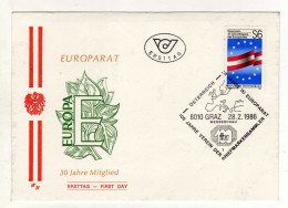 Enveloppe 1er Jour EUROPA AUTRICHE REPUBLIK OSTEREICH Obitération 8010 GRAZ 28/02/1986 - FDC
