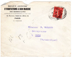 1929  " S A   D' HABITATIONS A BON MARCHE Des Basses Alpes "  Envoyée à VOLX 04 - Lettres & Documents