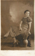 Souvenir Photo Postcard Lady Dress 1940 - Photographs