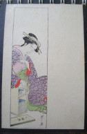 Japon Femme Japonaise   Cpa Peinte Et Dessinée - Other & Unclassified