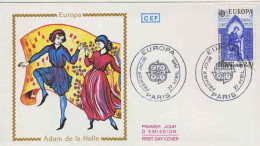 France Fdc Yv:2366 Mi:2497 Europa Adam De La Halle Trouvère Fdc Paris 27-4-85 - 1980-1989