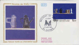 France Fdc Yv:2364 Mi:2502 Nicolas De Stael Nature Morte Au Chandelier Antibes 1-6-85 - 1980-1989