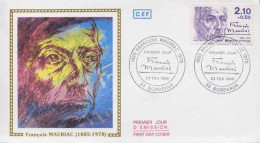 France Fdc Yv:2360 Mi:2489 François Mauriac Ecrivain Bordeaux 23-2-85 - 1980-1989