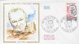 France Fdc Yv:2282 Mi:2398 Max-Pol Fouchet Ecrivain Vézelay/St-Vaast 30-4-83 - 1980-1989