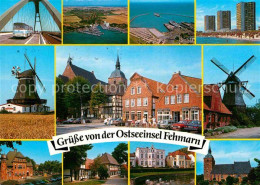 72844396 Fehmarn Fehmarnsundbruecke Windmuehle Hafen Hotels Am Strand Ortsmotiv  - Fehmarn