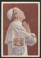 Portugal Pape Pie XII Année Sainte 1952 Cachet Fatima  Carte Maximum Pope Pius XII Holy Year Fatima Postmark Maxicard - Papas