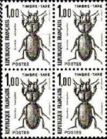 France Taxe N** Yv:106 Mi:109 Scarites Laevigatus (Bloc De 4) - 1960-.... Postfris