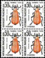 France Taxe N** Yv:105 Mi:108 Pyrochroa Coccinea (Bloc De 4) - 1960-... Ungebraucht