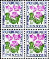 France Taxe N** Yv:102 Mi:103 Soldanelle Des Alpes (Bloc De 4) - 1960-.... Neufs