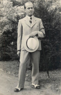 Souvenir Photo Postcard Elegant Man Hat 1937 - Photographie