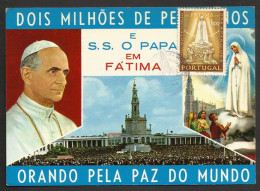 Portugal Carte Maximum Visite Pape Paul VI A Fatima 1967 Paul VI Maxicard Pope Visit - Pausen