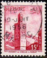 Maroc (Prot.Fr) Poste Obl Yv:354 Mi:397 Minaret De Chella Rabat (TB Cachet à Date) 10 Janv 1958 - Oblitérés