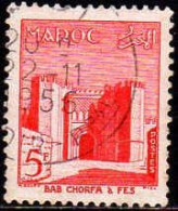 Maroc (Prot.Fr) Poste Obl Yv:349 Mi:392 Bab Chorfa à Fes (TB Cachet Rond) - Used Stamps