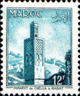 Maroc (Prot.Fr) Poste N** Yv:353 Mi:396 Minaret De Chella Rabat (Petit Def) Tâches - Ungebraucht