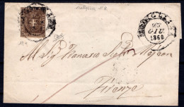 1860 25 GIUGNO GOVERNO PROVVISORIO C.10 SASS 19e BEN MARGINATO SU PIEGO DI LETTERA DA MODIGLIANA P8 PER FIRENZE FIRMA BI - Toskana