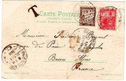 1903  C P D' ARGENTINE BUENOS AIRES Taxée 10c Envoyée à VALENSOLE - Storia Postale