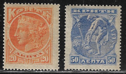 CRETE 1901 New Colours Complete MH Set Vl 20 / 21 MH - Crete