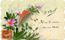 1er AVRIL - Poisson Fleurs Peint à La Main - April Fool's Day