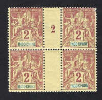 INDO-CHINE: N° 4 Bloc De 4 ,millésime 2, Neuf Marque De Charnière, Très Frais - Unused Stamps