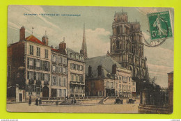 45 ORLEANS Théâtre Et Cathédrale En 1913 Attelages Le Café Du Loiret - Orleans