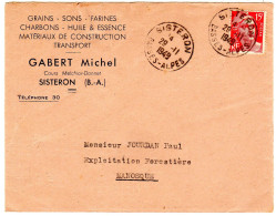 1949  " GABERT  Michel  Grains Sons Farines à SISTERON " Envoyée à MANOSQUE - Brieven En Documenten