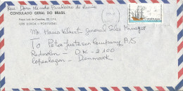 Portugal Air Mail Cover Sent To Denmark 28-4-1990 With ATM Frama Label (from The Embassy Of Brazil Lisboa) - Timbres De Distributeurs [ATM]