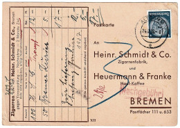 Company Postcard Heinr. Schmidt & Co. Cigar Factory And Heurenmann & Franke Hauf-Kaffe BREMEN Seal Altdamm 24/02/1936 - Cartes Postales