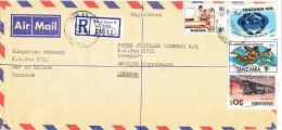 Tanzania Registered Air Mail Cover Sent To Denmark 3-4-1990 (from The Embassy Of Hungary) - Tansania (1964-...)