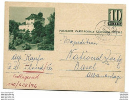 231 - 9 - Entier Postal Avec Illustration "Grüningen" Superbe Cachet à Date  Flong Graubünden 1963 - Stamped Stationery
