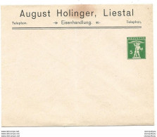 231 - 35 - Entier Postal Privé Neuf "August Holinger Liestal" Attention Léger Pli Vertical - Stamped Stationery