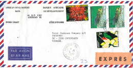 Ivory Coast Air Mail Bank Cover Sent Express To Denmark 3-2-1981 Topic Stamps - Ivoorkust (1960-...)