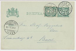 Briefkaart G. 55 / Bijfrankering Amsterdam - Zwitserland 1904 - Postwaardestukken